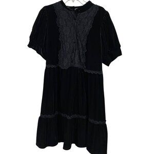 🖤 ELOQUII Elements Black Velvet Lace Babydoll Dress – Womens Size 22